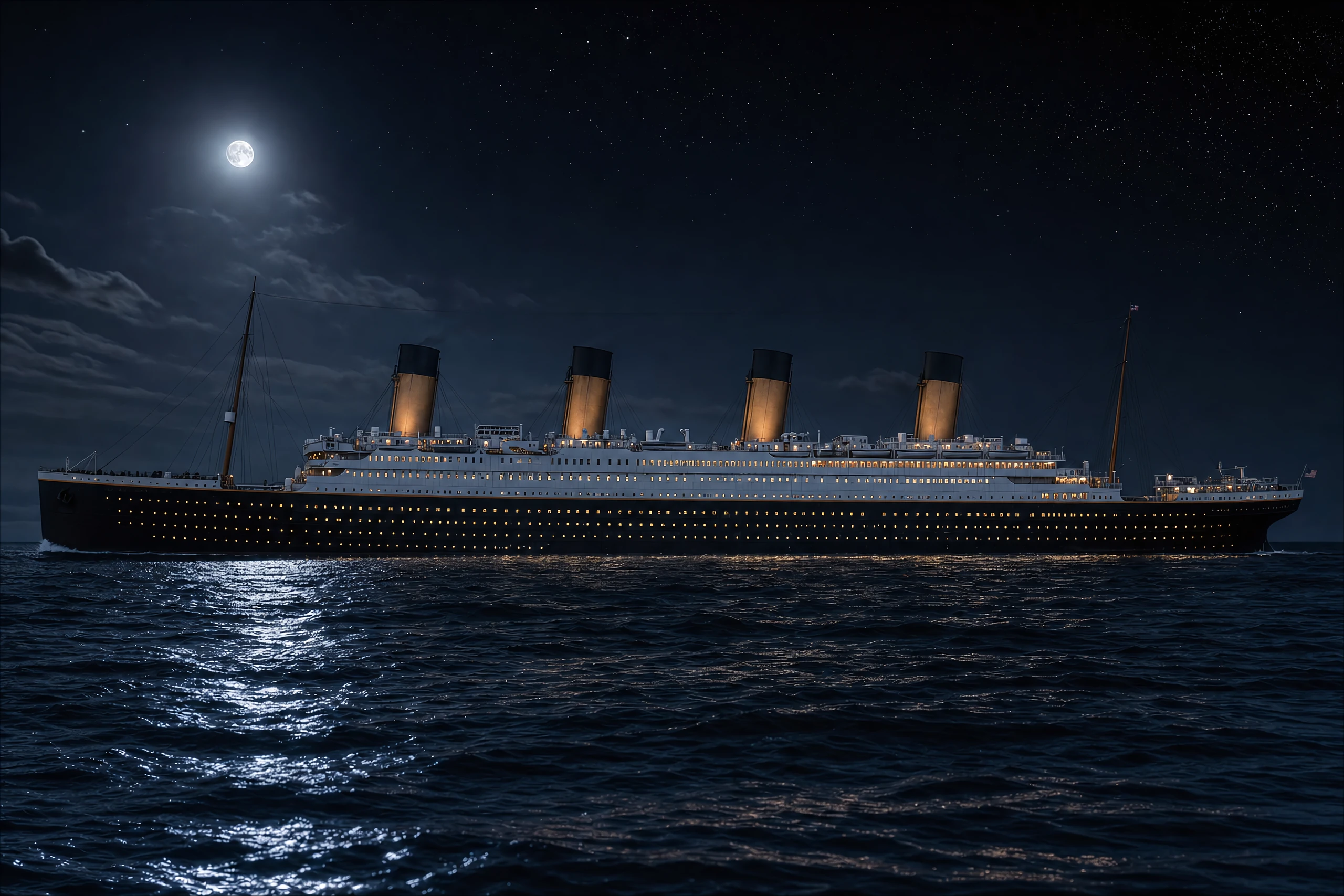 The Titanic at night