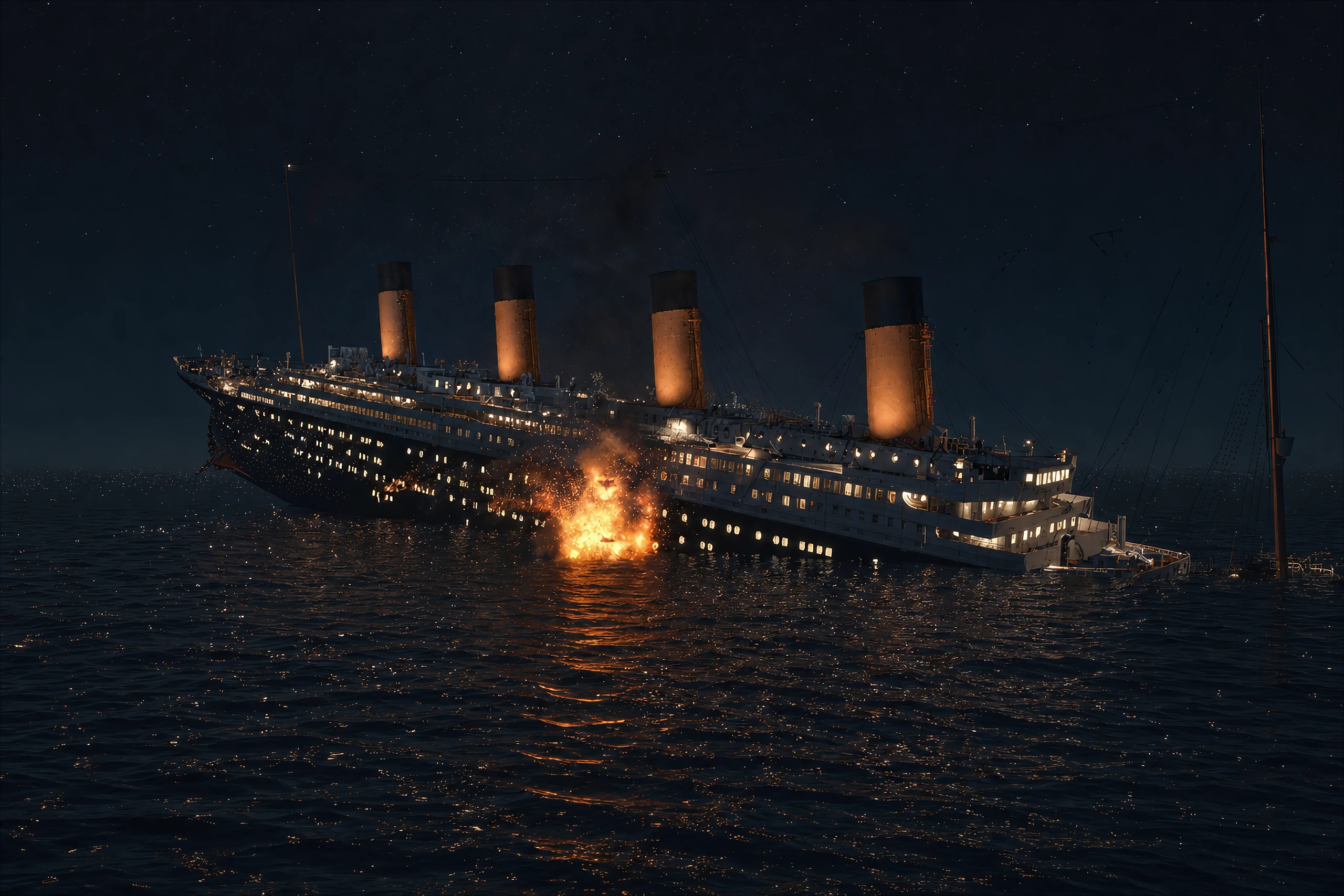 Explosion at the waterline
